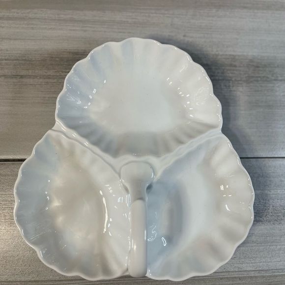 Porcellana de Paris Lovely Serving Dish 3 Compartments +Handle White Porcelain - Picture 4 of 7